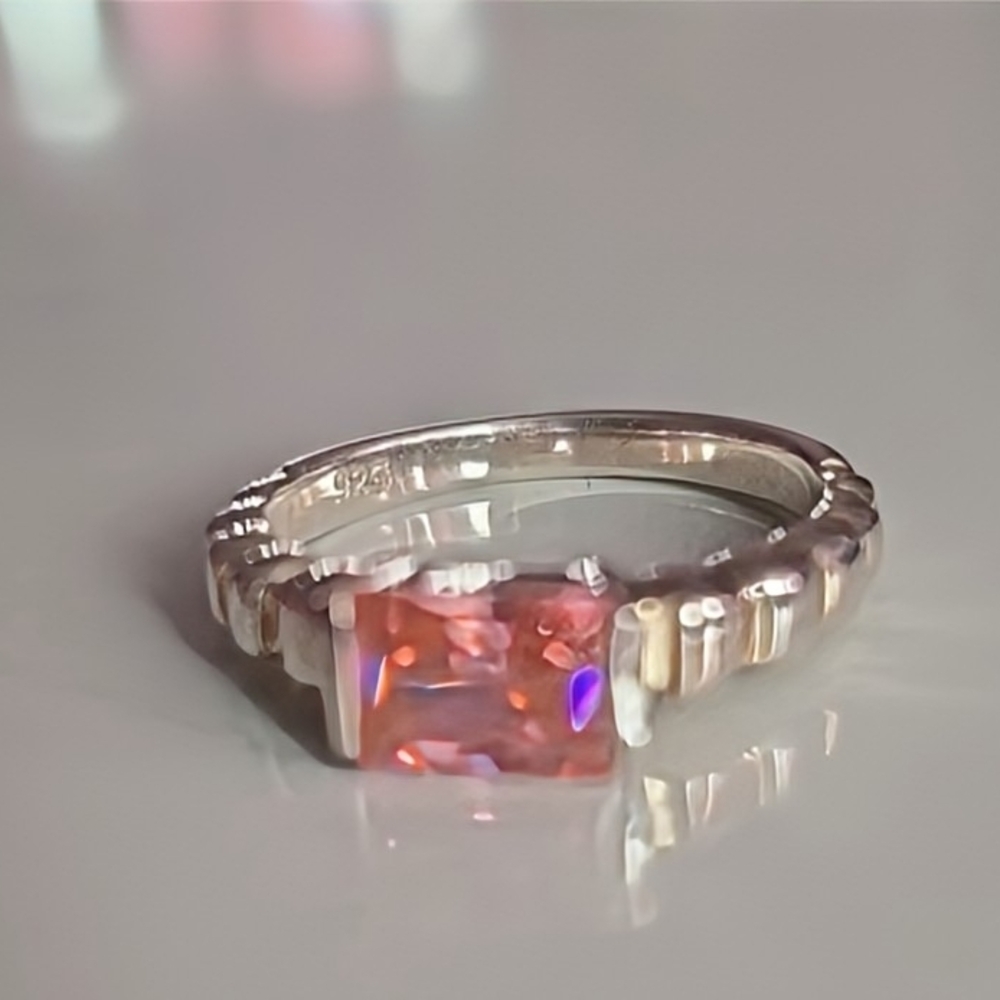 Silver Ring with Pink Gemstone